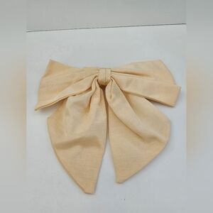 Oversized Cream Grosgrain Hair Bow Barrette Ivory Statement Hair Clip Vintage
